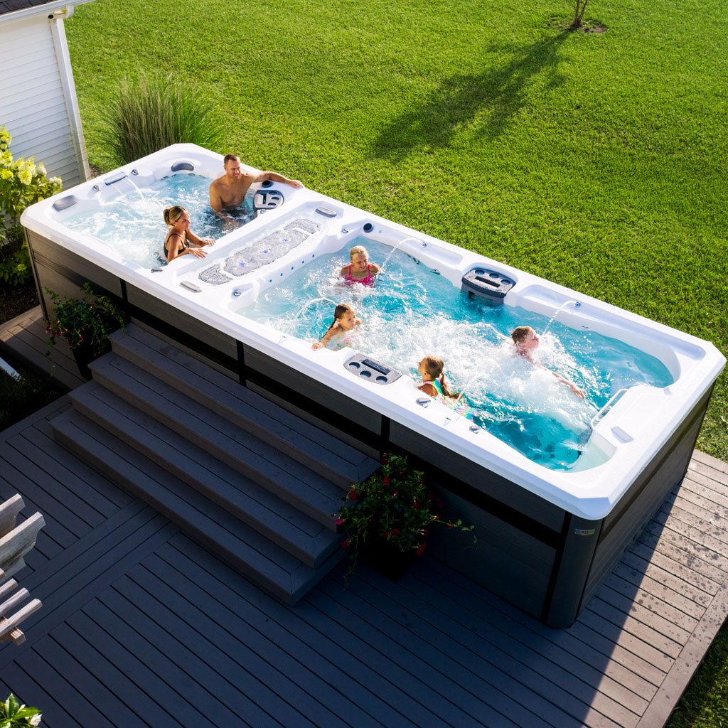 Family Splash Time in a Swim Spa