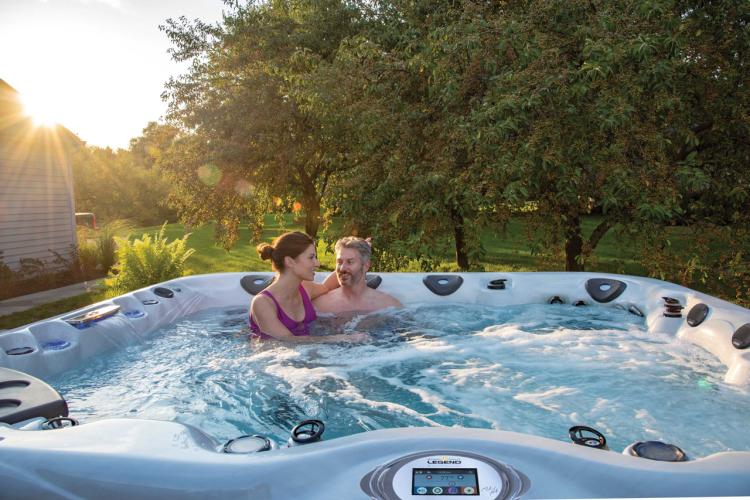 Couple in Hot Tub at sunset