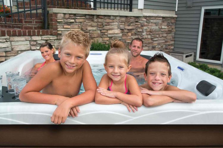 Family with kids in Hot Tub