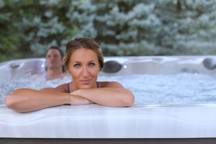 Beautiful woman in hot tub