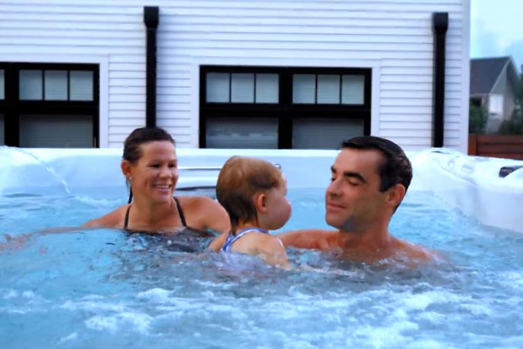 Young family in Hot Tub